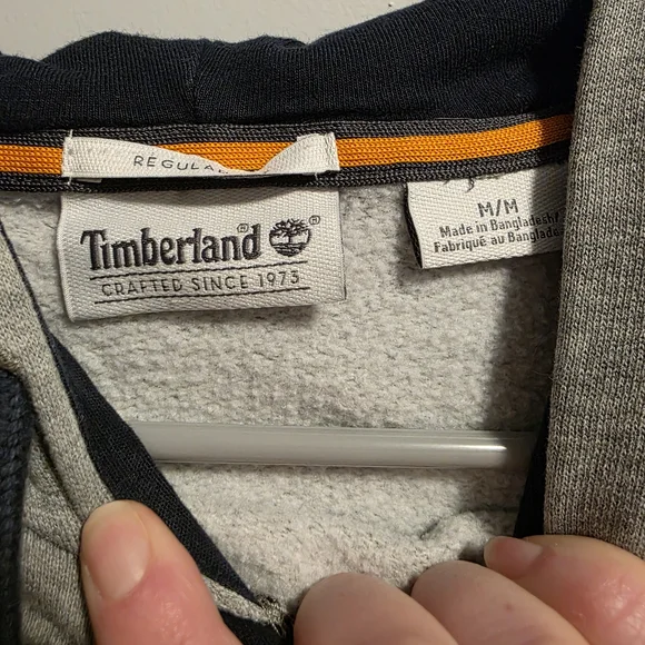 Timberland Gray Hoodie with Navy Logo - Picture 2 of 3